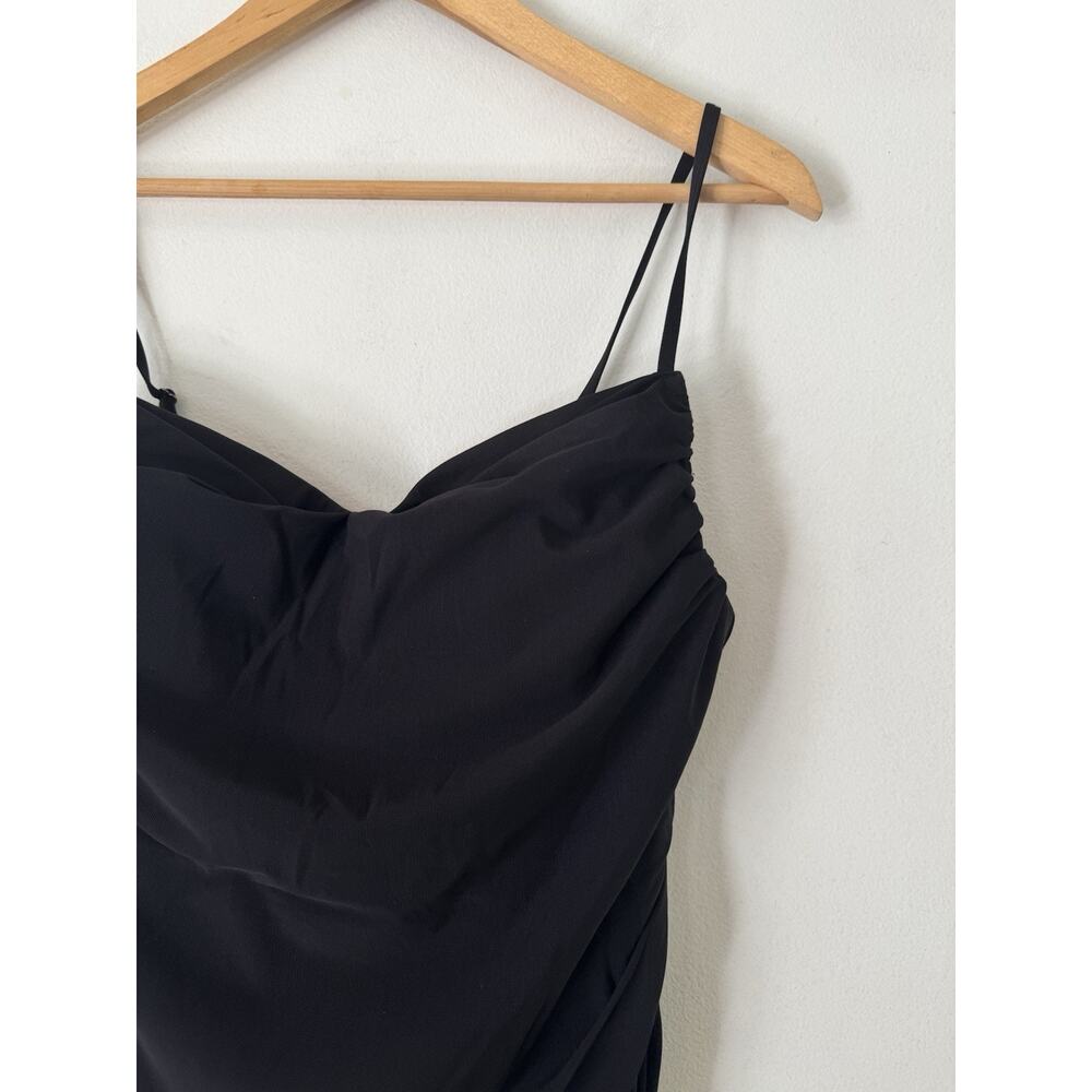 NWT Halara Black Chiffon Ruched Spaghetti Strap Mini Dress Size Large - Picture 4 of 6